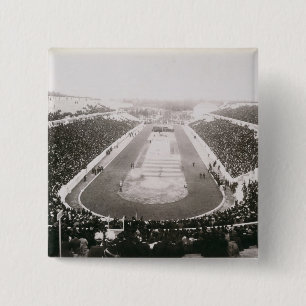 View of the first official Olympic Games in Athens 15 Cm Square Badge