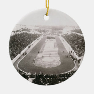 View of the first official Olympic Games in Athens Ceramic Tree Decoration