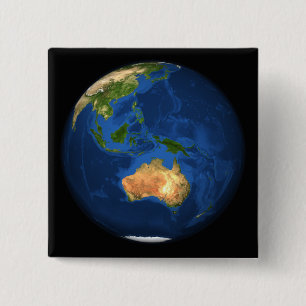 View of the full Earth showing Indonesia, Ocean 15 Cm Square Badge