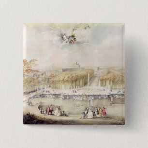 View of the Gardens and the Chateau of Versailles 15 Cm Square Badge