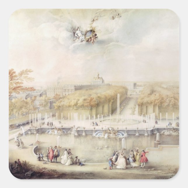 View of the Gardens and the Chateau of Versailles Square Sticker (Front)