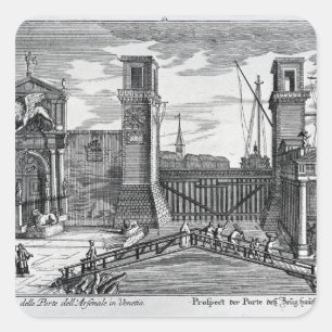 View of the gates at the entrance to Arsenal Square Sticker