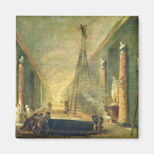 View of the Grand Gallery of the Louvre Magnet