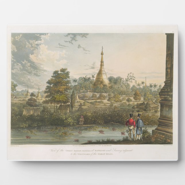 View of the Great Dagon Pagoda at Rangoon from the Plaque (Front)