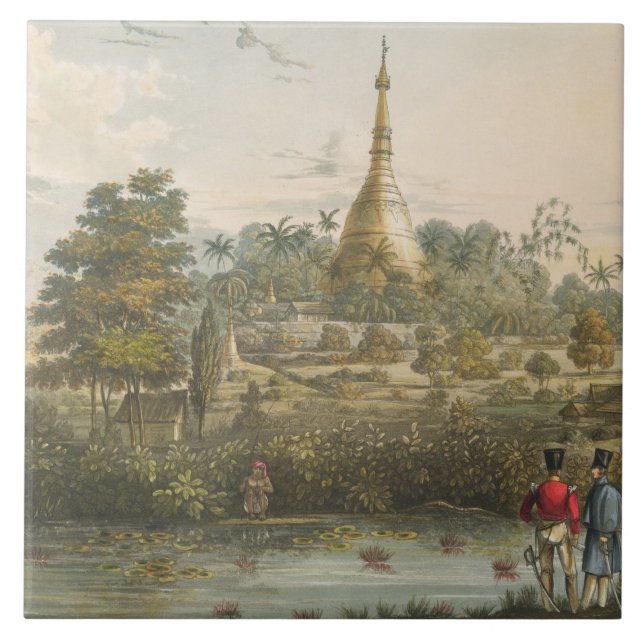 View of the Great Dagon Pagoda at Rangoon from the Tile (Front)