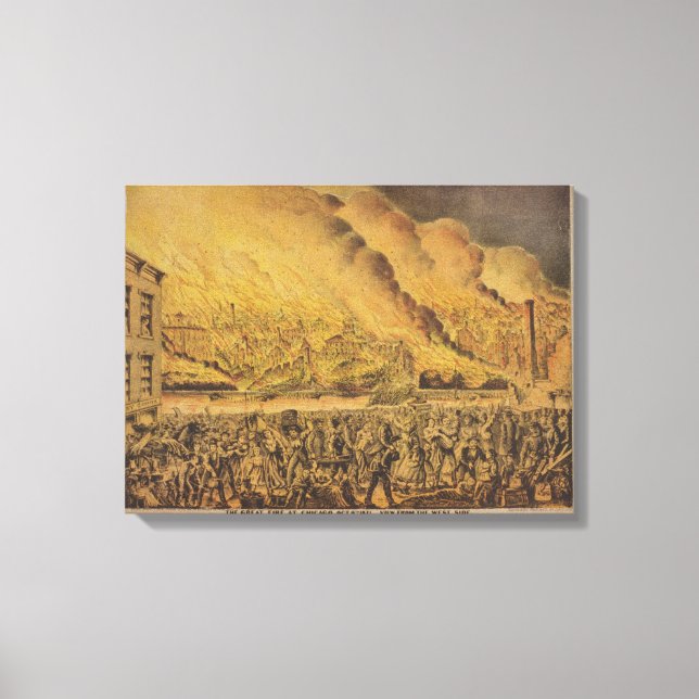 View of the Great Fire of Chicago Canvas Print (Front)