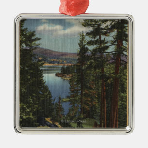 View of the Lake through the Pines # 2 Metal Tree Decoration
