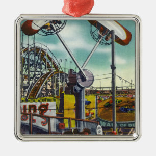 View of the Loop-o-Plane Ride # 2 Metal Tree Decoration