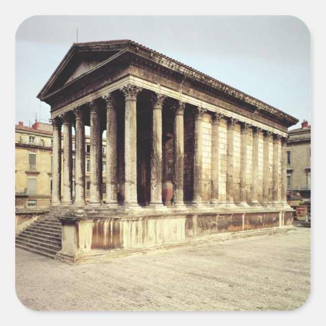 View of the Maison Carree, c.19 BC Square Sticker (Front)