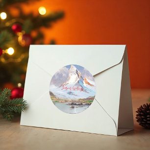 View of the Matterhorn, Winter Classic Round Sticker