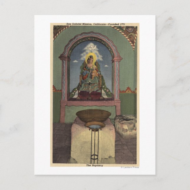 View of the Mission & Baptistry Postcard (Front)