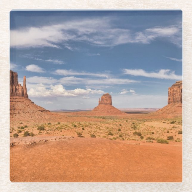 View of the Mittens, Monument Valley Glass Coaster (Front)