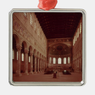 View of the nave and the altar metal tree decoration