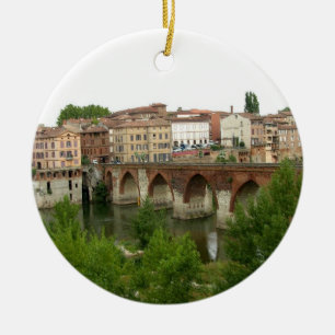 View of the old bridge (photo) ceramic tree decoration