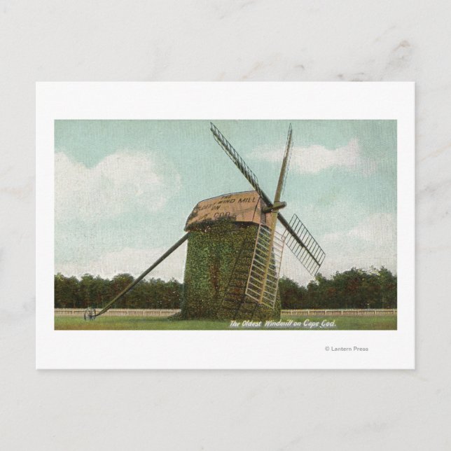 View of the Oldest Windmill on Cape Cod Postcard (Front)