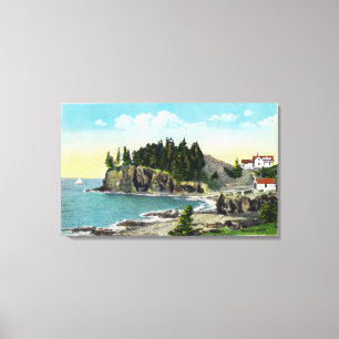 View of the Owl's Head Lighthouse and Owl's Rock Canvas Print