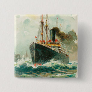View of the Patricia at Sea, Hamburg-America 15 Cm Square Badge