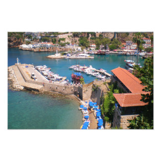 View of the port, beach Mermerly in city Antalya Photo Print