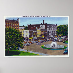 View of the Public Square Fountain Poster