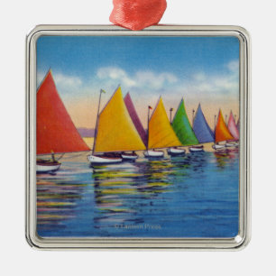 View of the Rainbow Sailboat Fleet Metal Tree Decoration