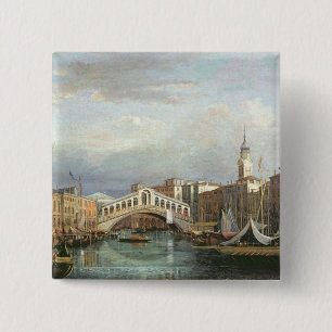 View of the Rialto Bridge in Venice 15 Cm Square Badge