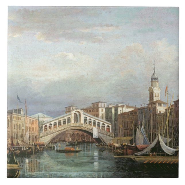 View of the Rialto Bridge in Venice Tile (Front)