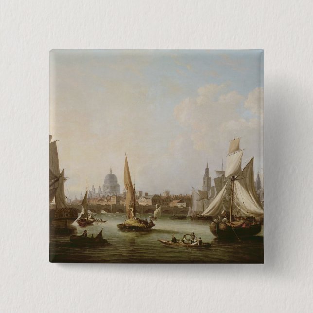 View of the River Thames 15 Cm Square Badge (Front)