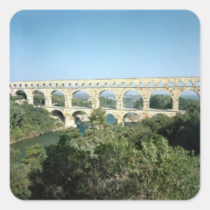 View of the Roman aqueduct, built c.19 BC Square Sticker