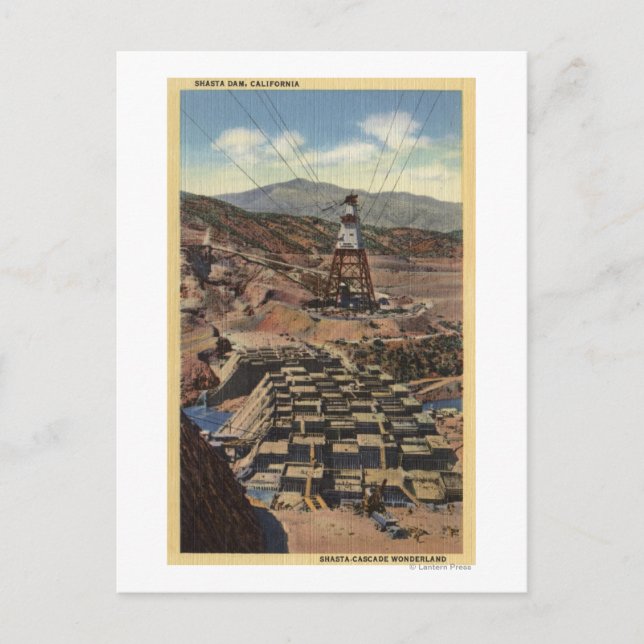 View of the Shasta Dam Postcard (Front)