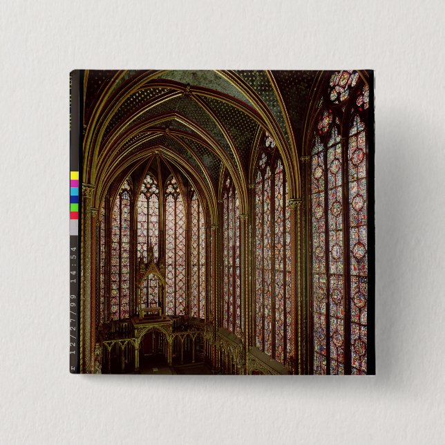 View of the stained glass windows 15 cm square badge (Front)