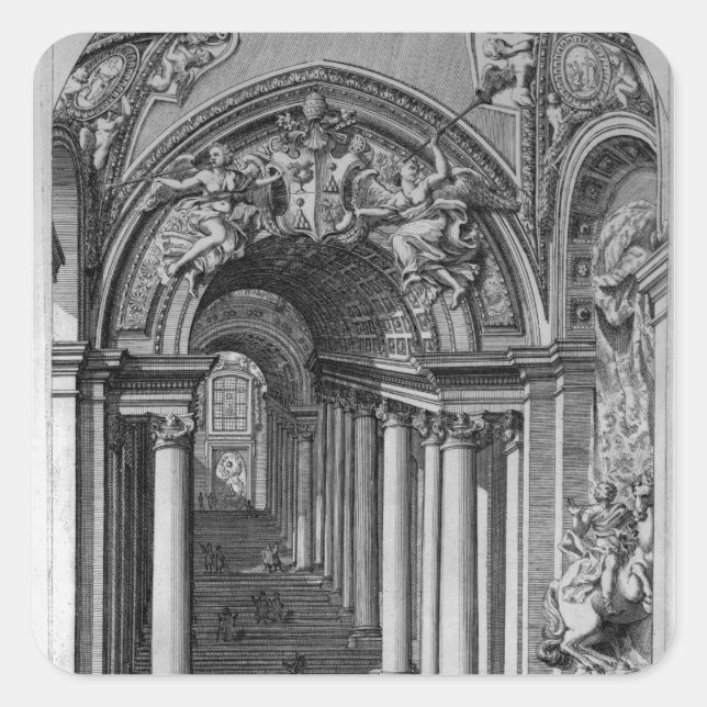 View of the staircase in the Scala Regia Square Sticker (Front)