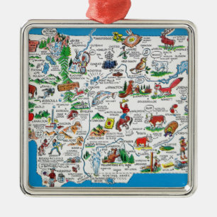 View of the State with Cartoons, Scenic Spots Metal Tree Decoration