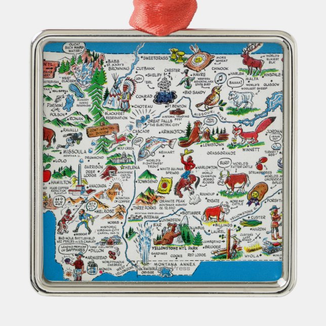 View of the State with Cartoons, Scenic Spots Metal Tree Decoration (Front)