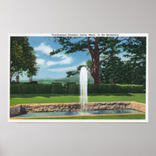View of the Tanglewood Gardens and Fountain Poster