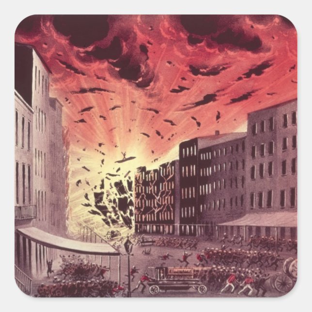 View of the Terrific Explosion at the Great Fire Square Sticker (Front)