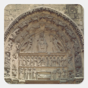 View of the tympanum depicting the Madonna Square Sticker