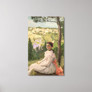 View of the village, Castelnau, 1868 Canvas Print