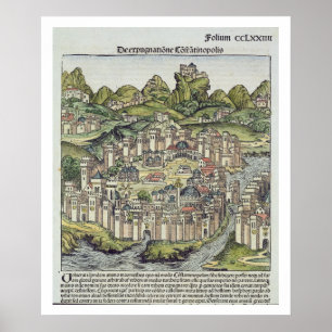 View of the walled city of Constantinople, from th Poster