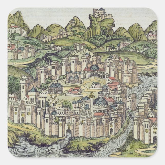 View of the walled city of Constantinople, from th Square Sticker (Front)
