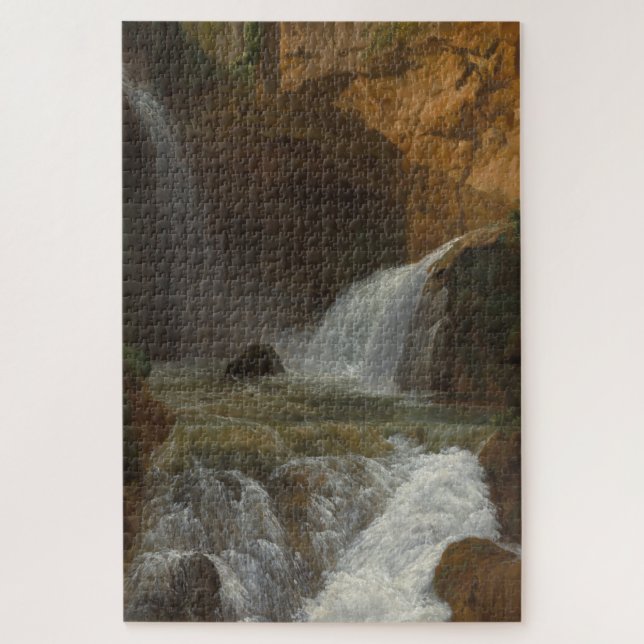 View of the Waterfalls at Tivoli (by Bidauld) Jigsaw Puzzle (Vertical)