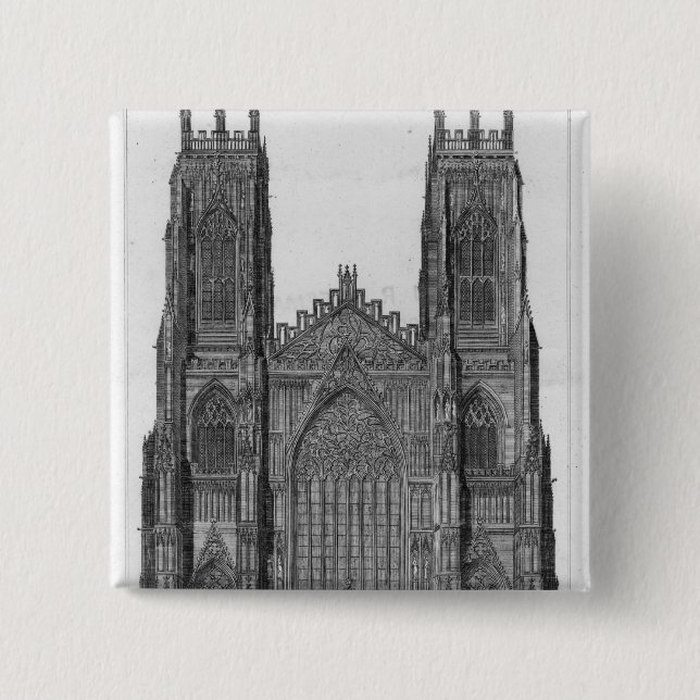 View of the West Front of York Cathedral 15 Cm Square Badge (Front)