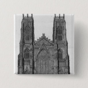 View of the West Front of York Cathedral 15 Cm Square Badge