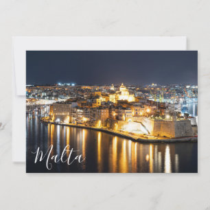 View of Three cities in Malta at night