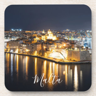 View of Three cities in Malta at night Coaster
