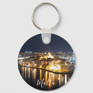 View of Three cities in Malta at night Key Ring