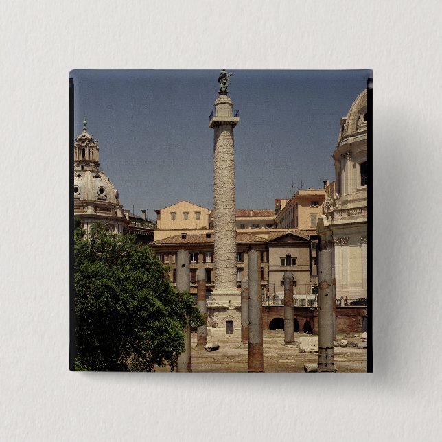 View of Trajan's Column, 113 AD 15 Cm Square Badge (Front)