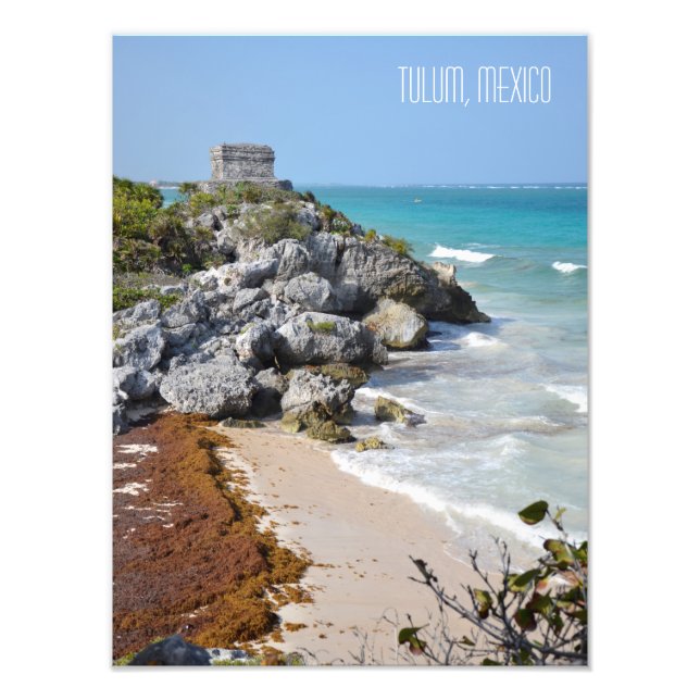 View of Tulum Mayan Ruins Mexico Travel Souvenir Photo Print (Front)
