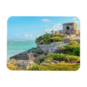 View Of Tulum Ruins, God Of Winds Temple, Mexico Magnet
