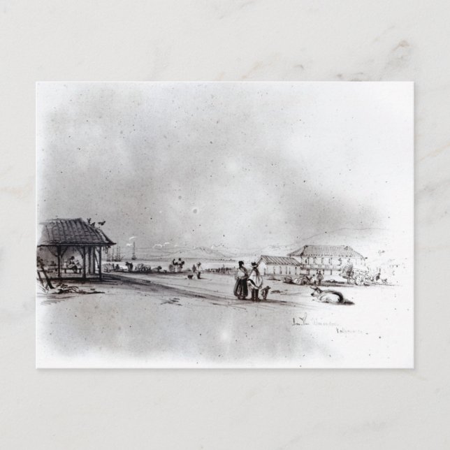 View of Valparaiso, 1834 Postcard (Front)