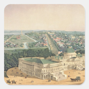View of Washington, pub. by E. Sachse & Co., 1852 Square Sticker